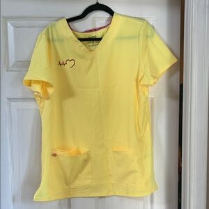 Yellow Heart Embroidered Women's Scrub Top and scrub pants complete set